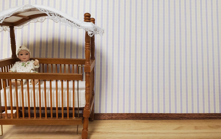 Dollhouse Wallpaper Lavender Purple Stripes 1:12 Scale Miniature by Itsy Bitsy - MiniatureCrush