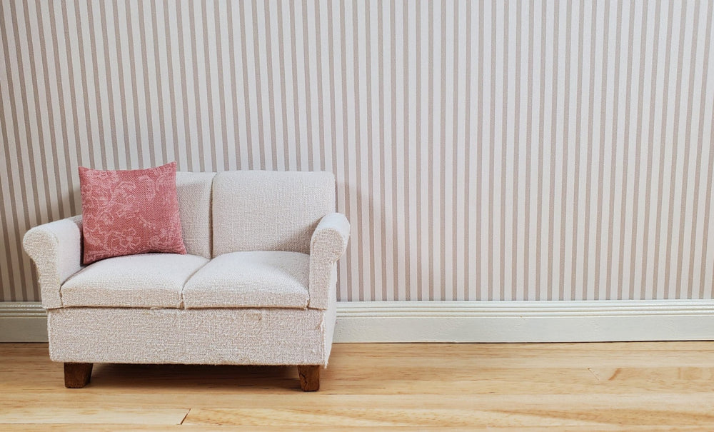Dollhouse Wallpaper Medium Beige Stripes 3 Sheets 1:12 Scale Miniature - MiniatureCrush