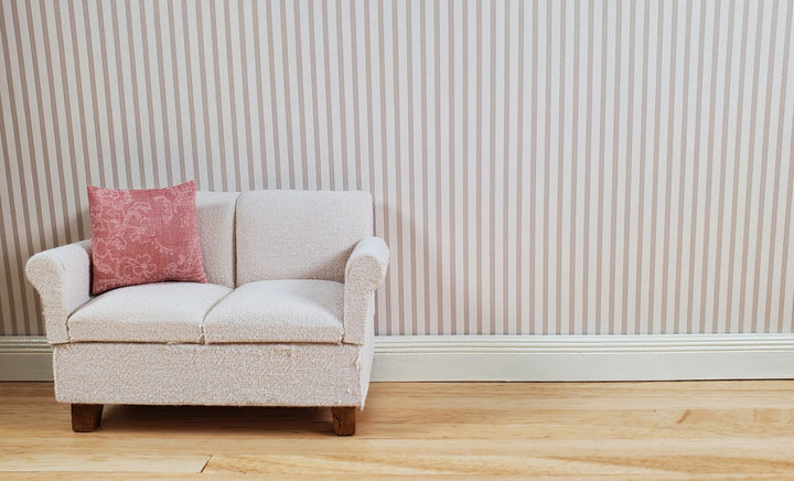 Dollhouse Wallpaper Medium Beige Stripes 3 Sheets 1:12 Scale Miniature - MiniatureCrush