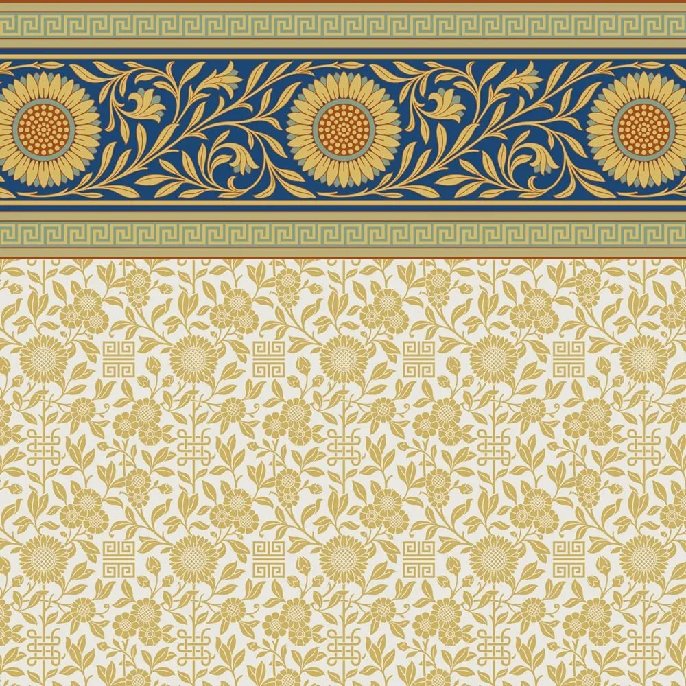 Dollhouse Wallpaper Metford Frieze Arts & Crafts Bradbury & Bradbury 1:12 Scale - Miniature Crush