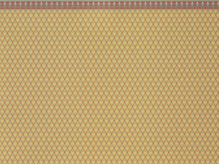 Dollhouse Wallpaper Miniature Brodnax Victorian Maroon & Gold "Morocco" 1:12 Scale - Miniature Crush