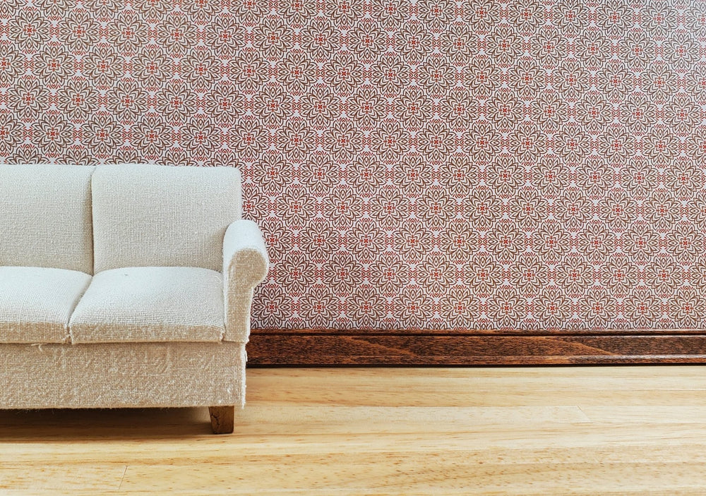 Dollhouse Wallpaper or Flooring 3 Sheets Beige Red 1:12 Scale Mid Century Modern - MiniatureCrush