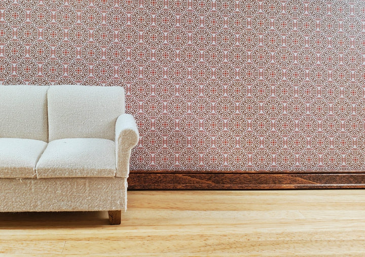 Dollhouse Wallpaper or Flooring 3 Sheets Beige Red 1:12 Scale Mid Century Modern - MiniatureCrush