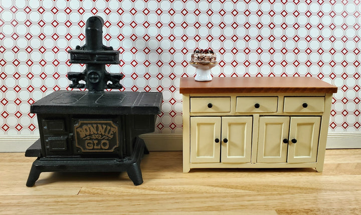 Dollhouse Wallpaper or Flooring Dark Red & White Octagons 1:12 Scale Itsy Bitsy - Miniature Crush