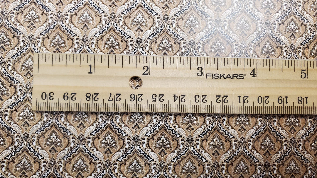Dollhouse Wallpaper Paisley Beige Browns Blacks 1:12 Scale Itsy Bitsy Miniatures - Miniature Crush