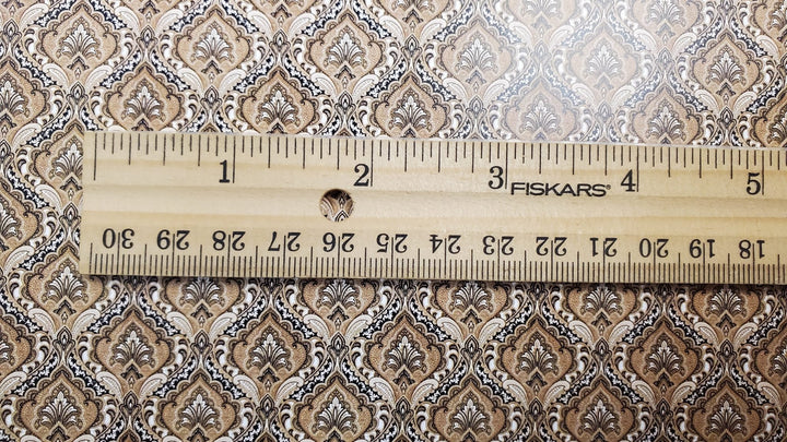 Dollhouse Wallpaper Paisley Beige Browns Blacks 1:12 Scale Itsy Bitsy Miniatures - Miniature Crush