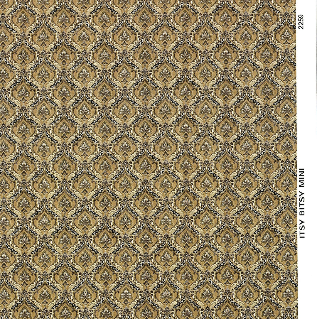 Dollhouse Wallpaper Paisley Beige Browns Blacks 1:12 Scale Itsy Bitsy Miniatures - Miniature Crush