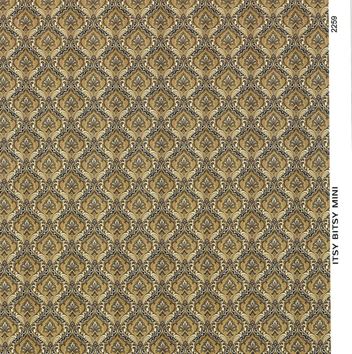 Dollhouse Wallpaper Paisley Beige Browns Blacks 1:12 Scale Itsy Bitsy Miniatures - Miniature Crush