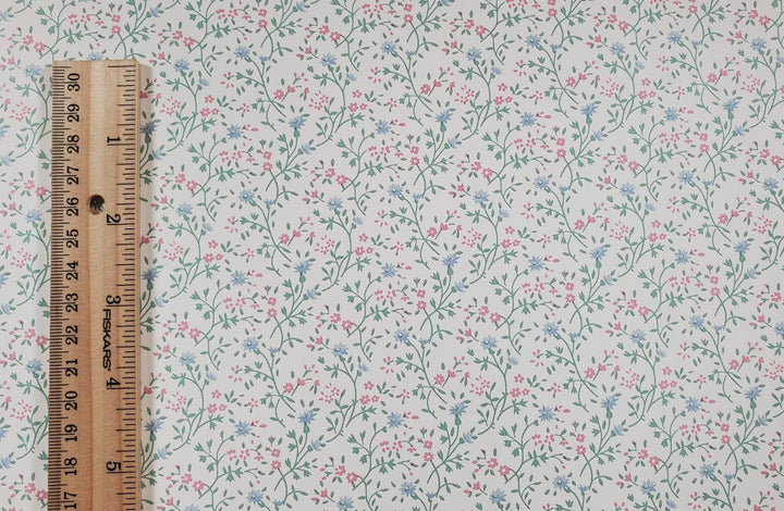 Dollhouse Wallpaper Pastel Floral 3 Pieces 10 1/2 "x 21" Blues Pinks Green - MiniatureCrush