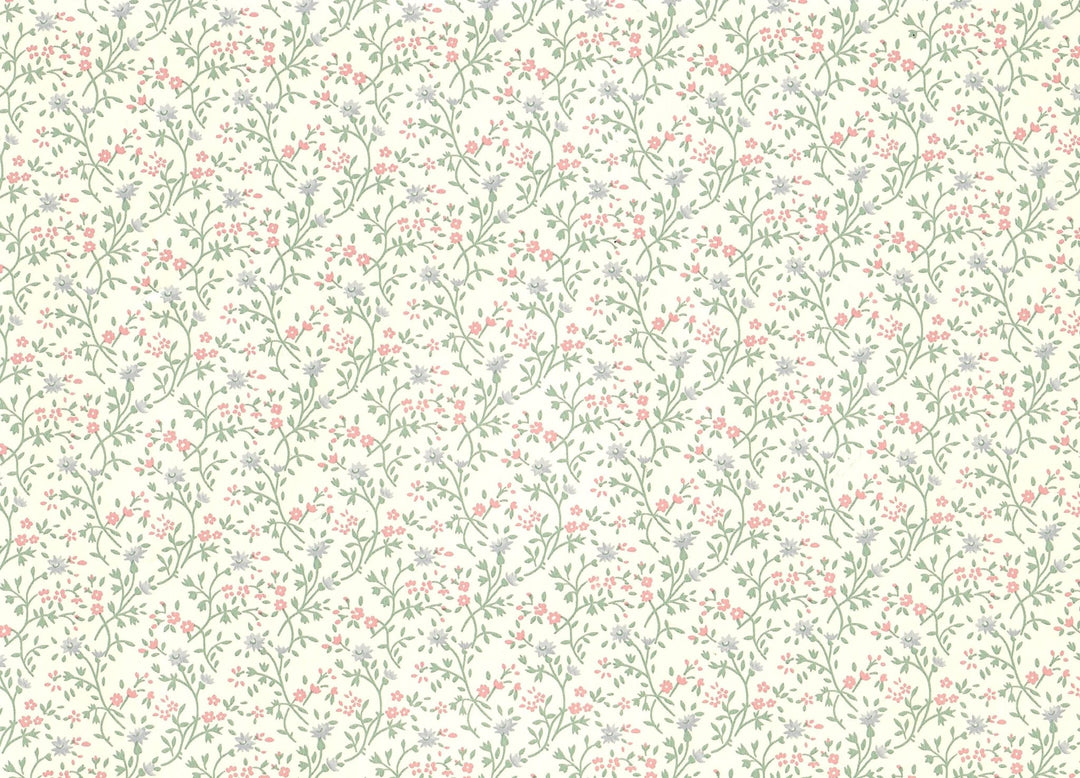 Dollhouse Wallpaper Pastel Floral 3 Pieces 10 1/2 "x 21" Blues Pinks Green - MiniatureCrush