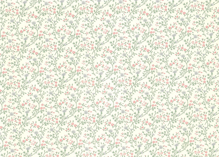 Dollhouse Wallpaper Pastel Floral 3 Pieces 10 1/2 "x 21" Blues Pinks Green - MiniatureCrush