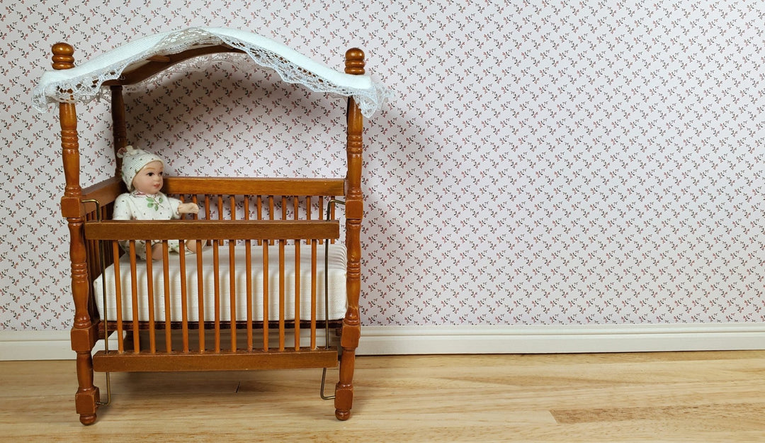 Dollhouse Wallpaper Paul's Garden Pale Pink by Brodnax 1:12 Scale Miniature - MiniatureCrush