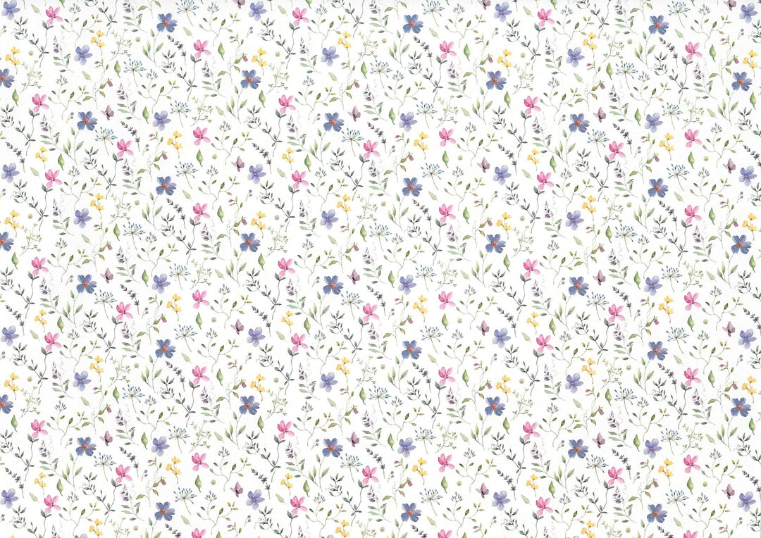 Dollhouse Wallpaper Purple Pink Flowers 3 Sheets 1:12 Scale "Butterfly Blooms" - MiniatureCrush
