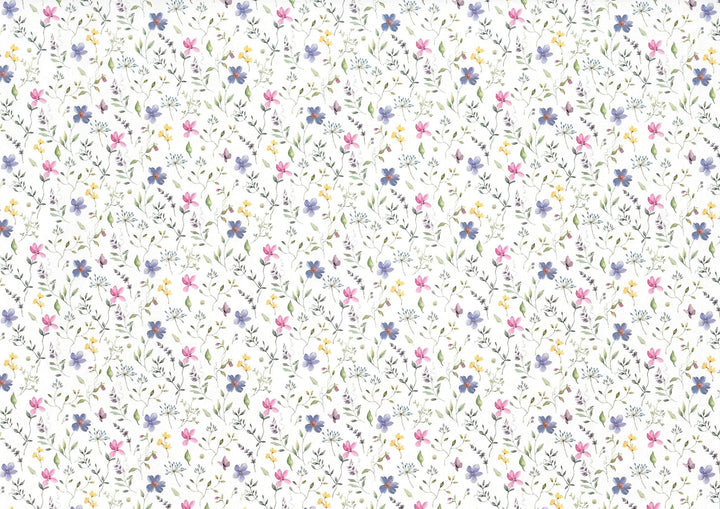 Dollhouse Wallpaper Purple Pink Flowers 3 Sheets 1:12 Scale "Butterfly Blooms" - MiniatureCrush