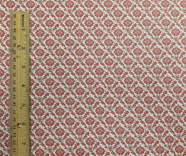 Dollhouse Wallpaper Red Coral Damask 1:12 Scale by MiniatureCrush - MiniatureCrush