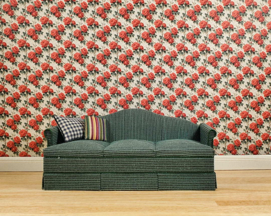 Dollhouse Wallpaper Red Rose Cluster 1:12 Scale by MiniatureCrush - MiniatureCrush