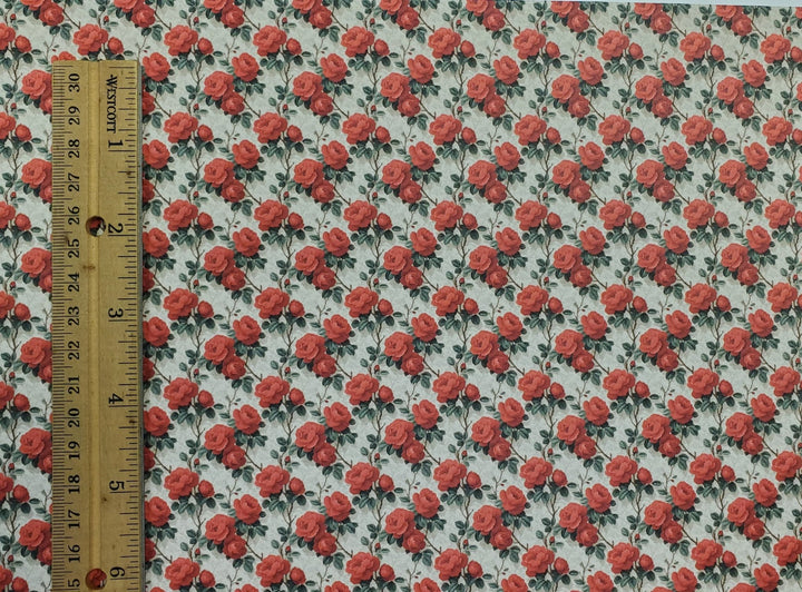 Dollhouse Wallpaper Red Rose Cluster 1:12 Scale by MiniatureCrush - MiniatureCrush