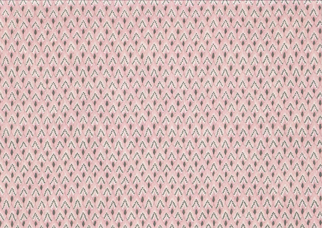 Dollhouse Wallpaper Rosewood Arrows Pink Charcoal 3 Sheets 1:12 Scale Miniature - MiniatureCrush