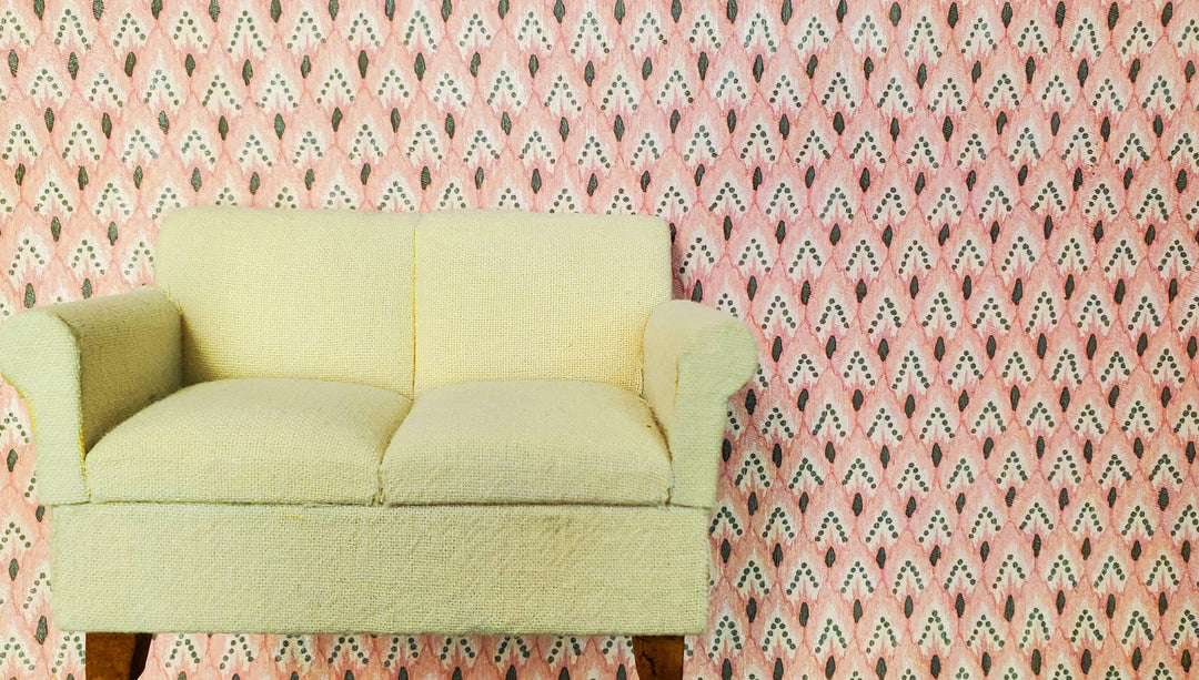Dollhouse Wallpaper Rosewood Arrows Pink Charcoal 3 Sheets 1:12 Scale Miniature - MiniatureCrush