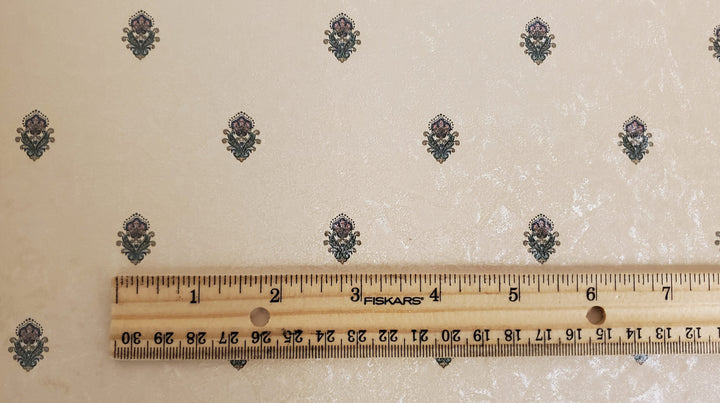 Dollhouse Wallpaper Royal Flower Beige 3 sheets 1:12 Scale Miniature - MiniatureCrush