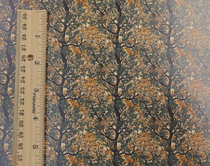 Dollhouse Wallpaper Trees Leaves Greens Browns 3 Sheets 1:12 Scale Miniature - Miniature Crush