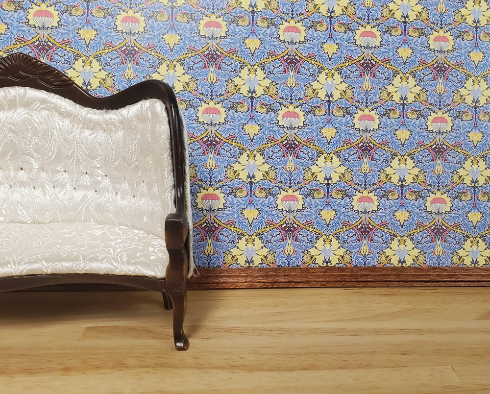 Dollhouse Wallpaper Victorian Morris Style Blue 1:12 Scale Miniature Itsy Bitsy - MiniatureCrush