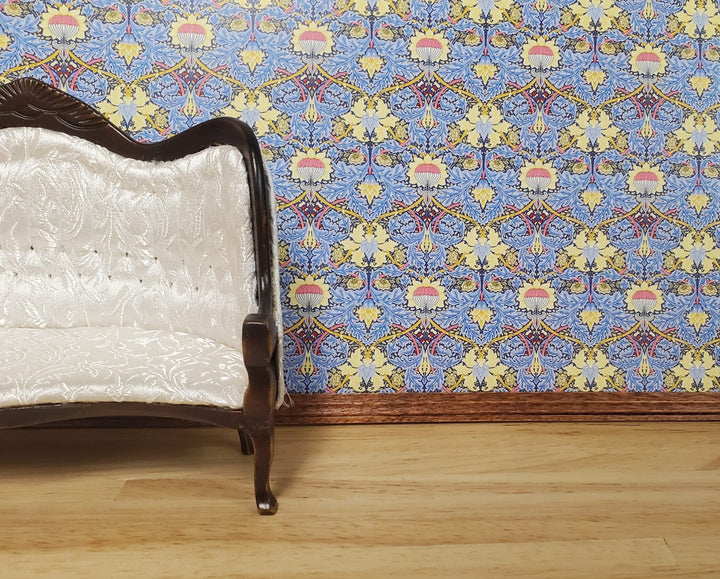 Dollhouse Wallpaper Victorian Morris Style Blue 1:12 Scale Miniature Itsy Bitsy - MiniatureCrush