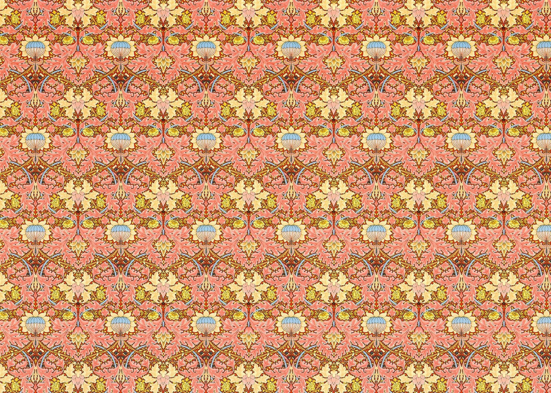 Dollhouse Wallpaper Victorian Morris Style Pink 1:12 Scale Miniature Itsy Bitsy - MiniatureCrush