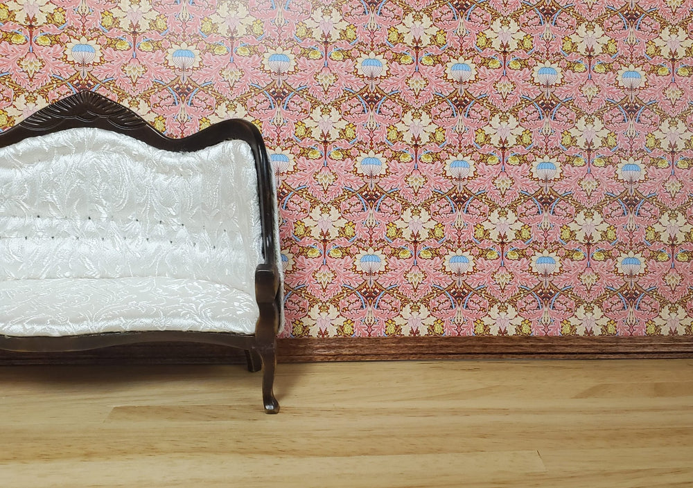 Dollhouse Wallpaper Victorian Morris Style Pink 1:12 Scale Miniature Itsy Bitsy - MiniatureCrush