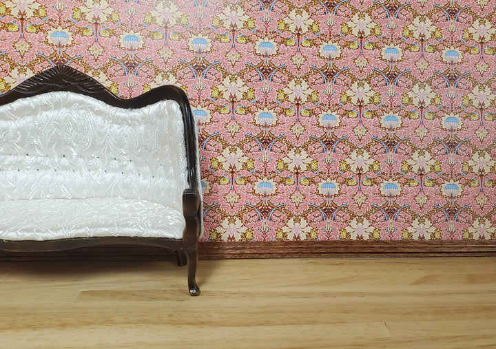 Dollhouse Wallpaper Victorian Morris Style Pink 1:12 Scale Miniature Itsy Bitsy - MiniatureCrush