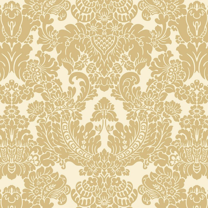 Dollhouse Wallpaper Warwickshire Damask Gold Bradbury & Bradbury 1:12 Scale - MiniatureCrush