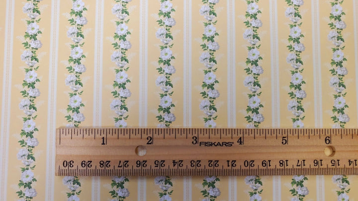 Dollhouse Wallpaper White Roses in Sunshine Bradbury & Bradbury 1:12 Scale - MiniatureCrush
