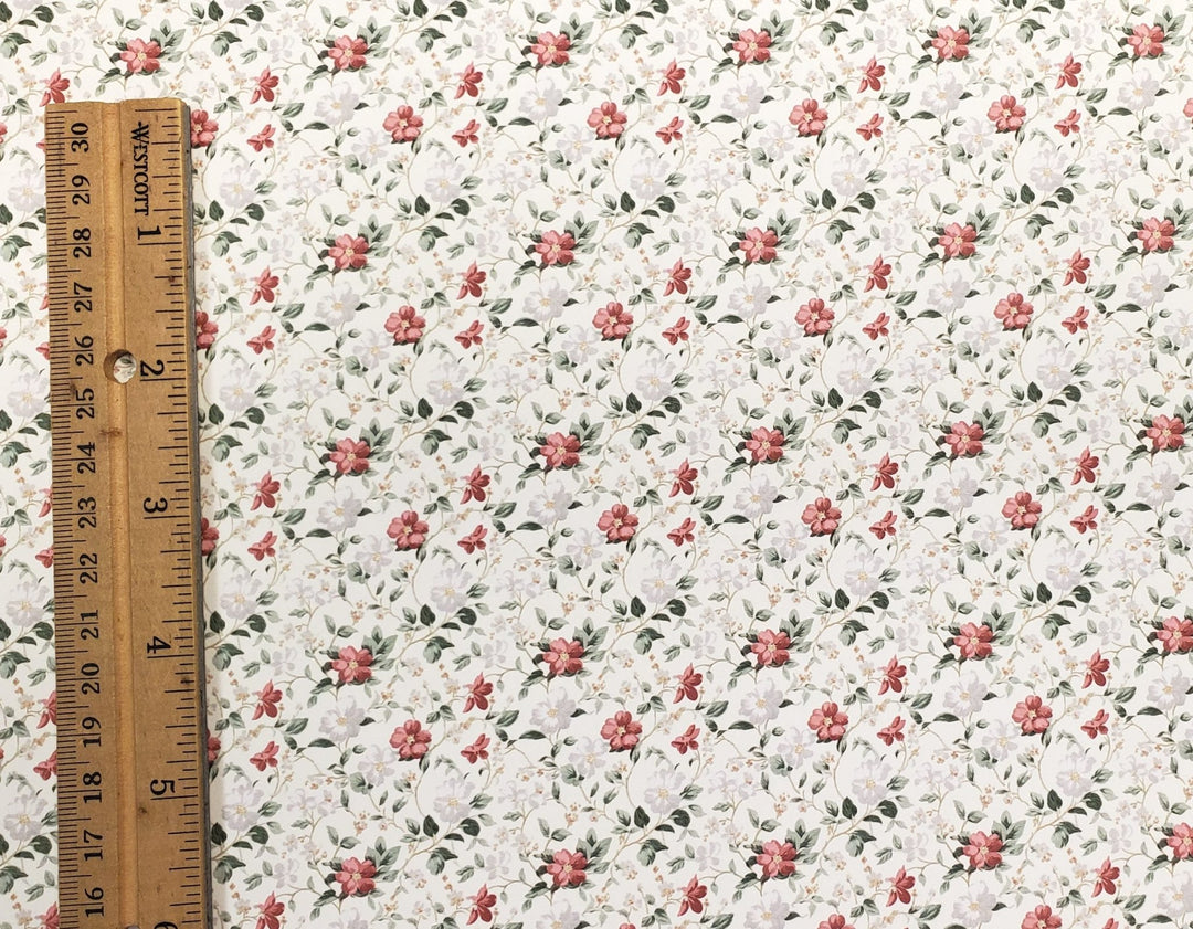 Dollhouse Wallpaper Wild Roses Floral 1:12 Scale by MiniatureCrush - MiniatureCrush