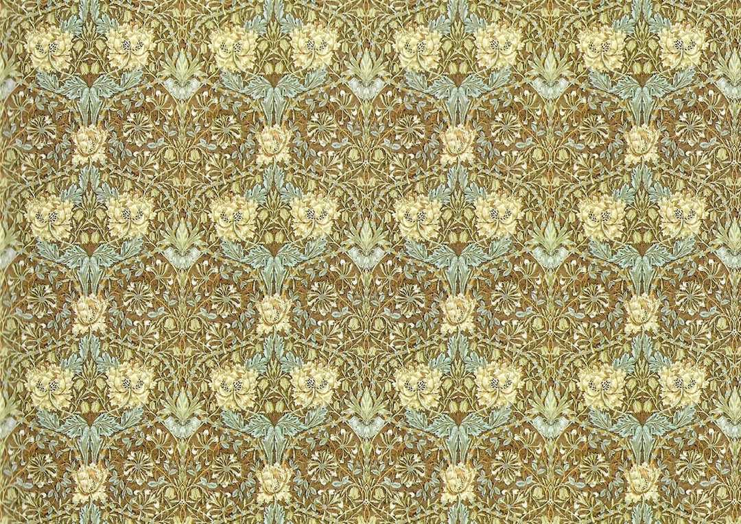 Dollhouse Wallpaper William Morris Art Nouveau Brown Teal Floral 1:12 Scale Itsy Bitsy - Miniature Crush