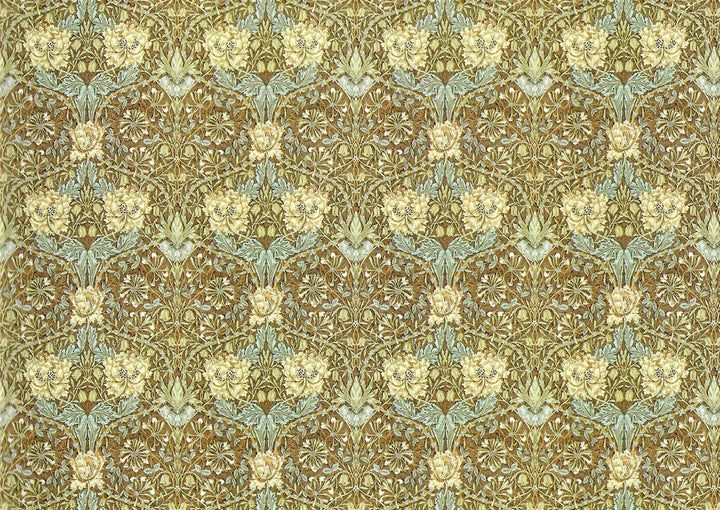 Dollhouse Wallpaper William Morris Art Nouveau Brown Teal Floral 1:12 Scale Itsy Bitsy - Miniature Crush