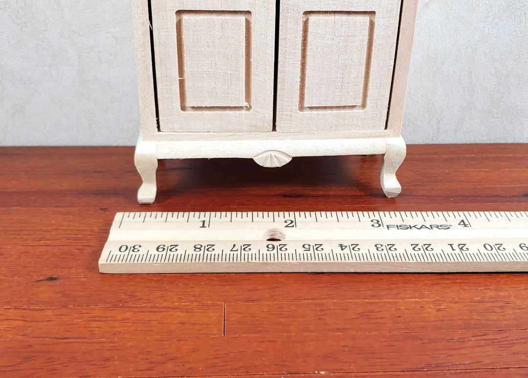 Dollhouse Wardrobe Tall Armoire Closet Wood Furniture 1:12 Scale Unpainted - MiniatureCrush