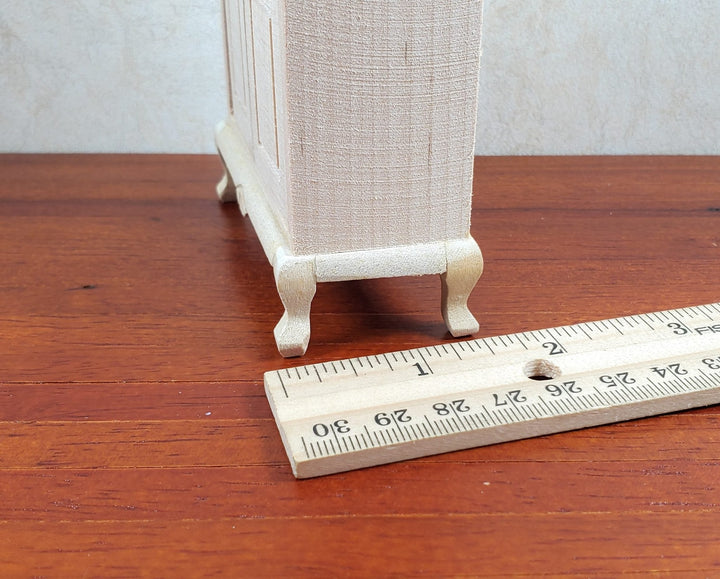 Dollhouse Wardrobe Tall Armoire Closet Wood Furniture 1:12 Scale Unpainted - MiniatureCrush