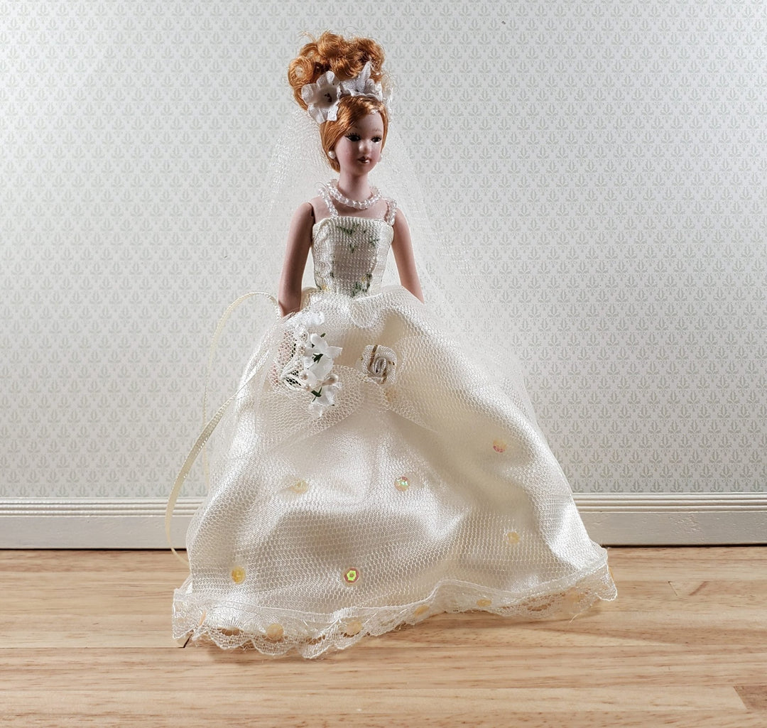 Dollhouse Wedding Bride Doll Porcelain Female Woman 1:12 Scale Miniature