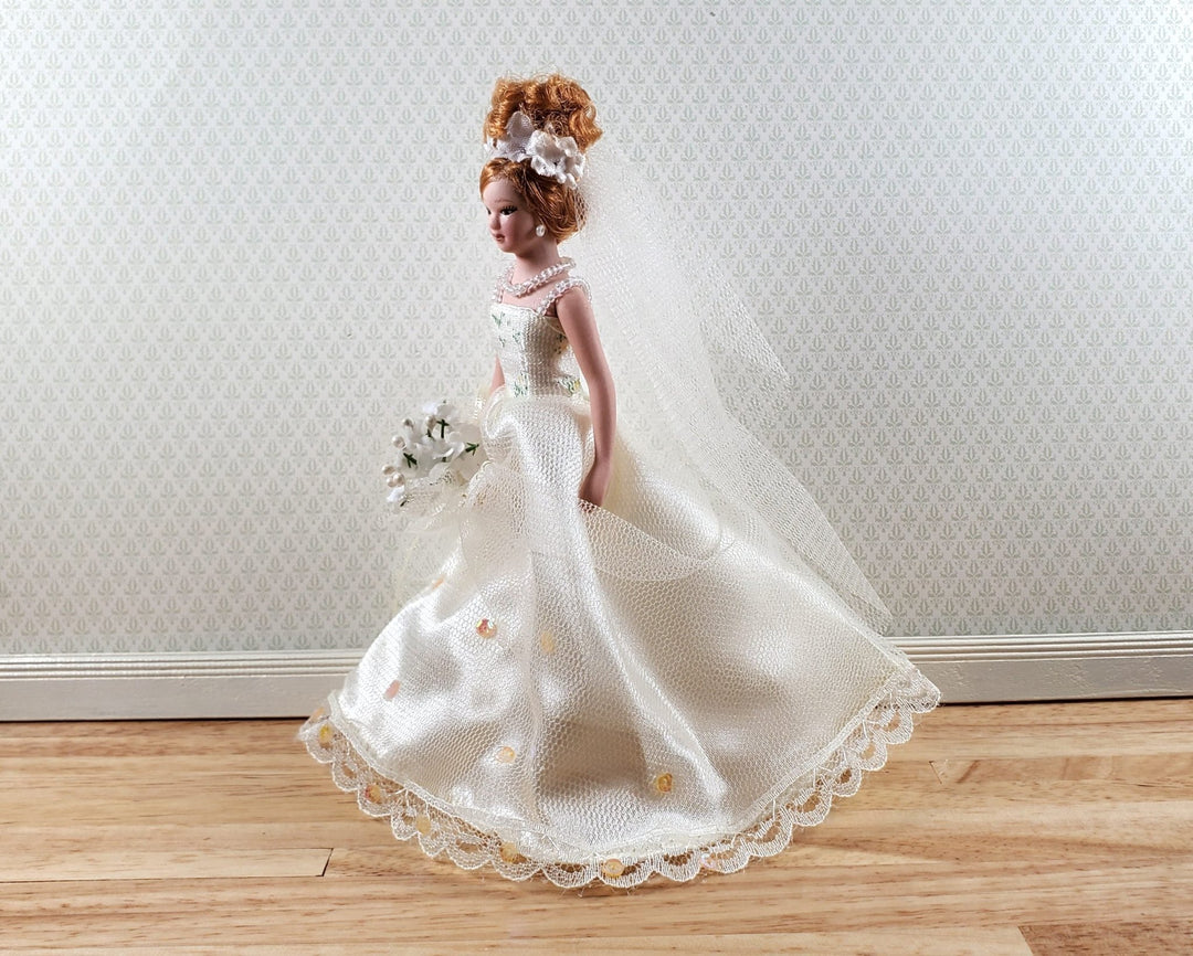 Dollhouse Wedding Bride Doll Porcelain Female Woman 1:12 Scale Miniature Dollhouse Wedding Bride Doll Porcelain Female Woman 1:12 Scale Miniature