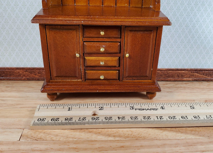 Dollhouse Welsh Kitchen Cabinet Cupboard Walnut Finish 1:12 Scale Miniature - Miniature Crush