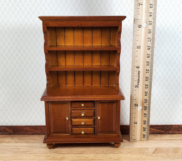 Dollhouse Welsh Kitchen Cabinet Cupboard Walnut Finish 1:12 Scale Miniature - Miniature Crush