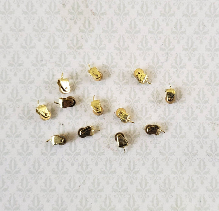 Dollhouse Wheels Casters Tiny Gold Brass Working Set of 12 1:12 Scale Miniature - MiniatureCrush