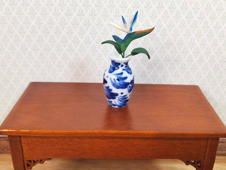 Dollhouse White Bird of Paradise Single Stem with Foliage 1:12 Scale Miniature - MiniatureCrush