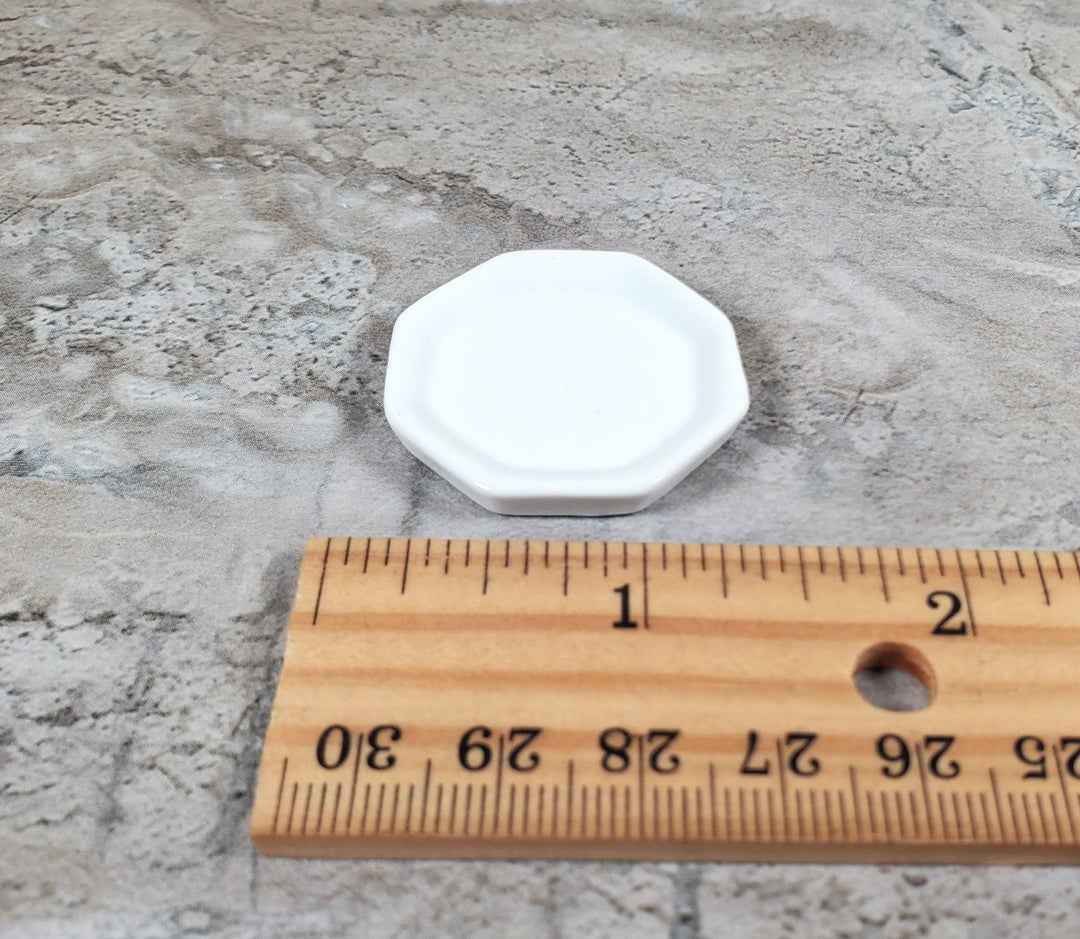 Dollhouse White Ceramic Platter Large 1:12 Scale Miniature Tray - MiniatureCrush