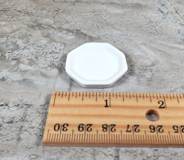 Dollhouse White Ceramic Platter Large 1:12 Scale Miniature Tray - MiniatureCrush