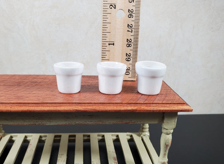 Dollhouse White Ceramic Pots Set of 3 1:12 Scale Miniature - MiniatureCrush