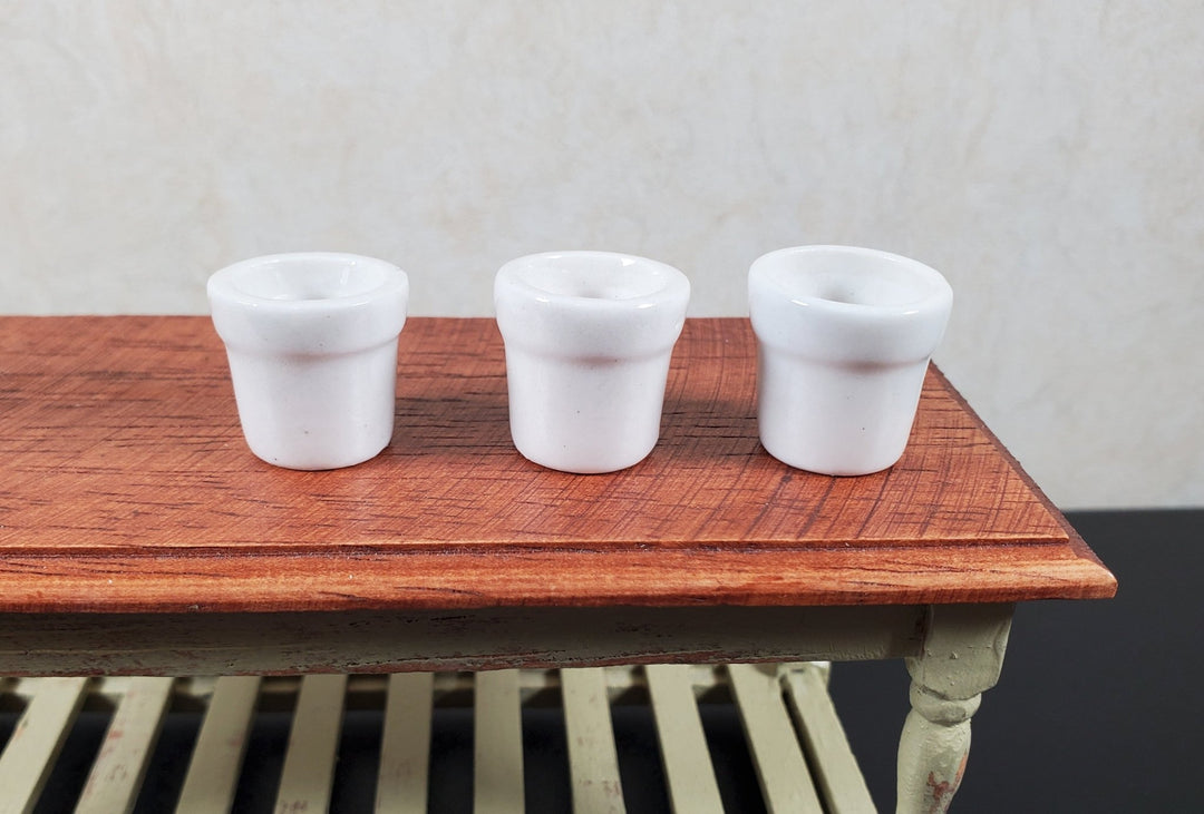 Dollhouse White Ceramic Pots Set of 3 1:12 Scale Miniature - MiniatureCrush