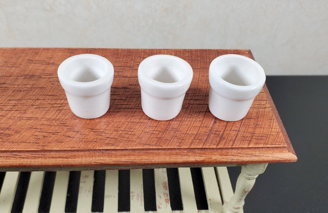 Dollhouse White Ceramic Pots Set of 3 1:12 Scale Miniature - MiniatureCrush