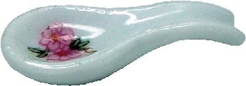 Dollhouse White Ceramic Spoon Rest with Floral Motif 1:12 Scale Miniatures - MiniatureCrush