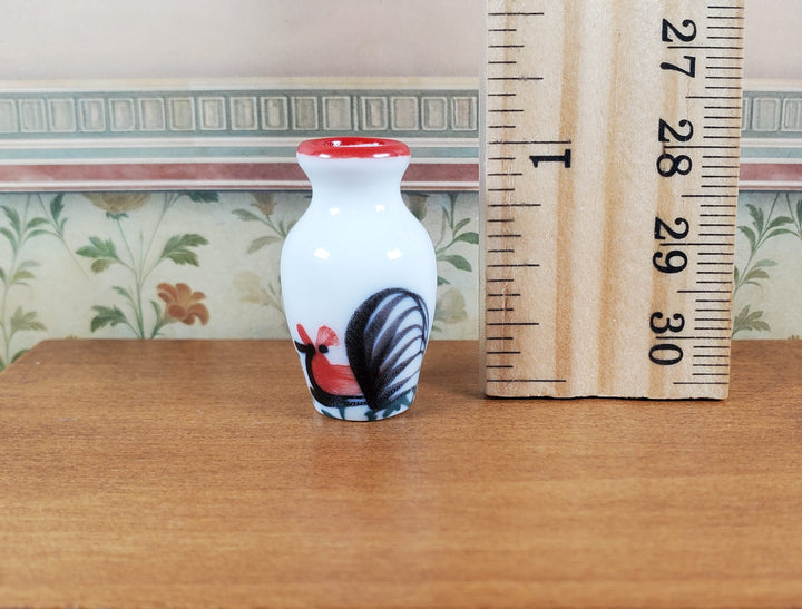 Dollhouse White Ceramic Vase Rooster Motif 1:12 Scale Miniature - MiniatureCrush